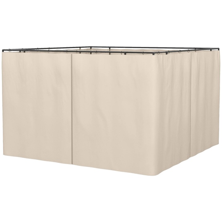 Pereti laterali pavilion, 4 bucati, 302x205 cm, 40 carlige si inele, poliester, galben