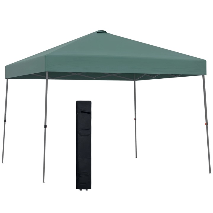Pavilion pliabil 3x3 m, Pop up, Material Oxford, Geanta de transport cu roti, Pentru gradina si camping, Verde