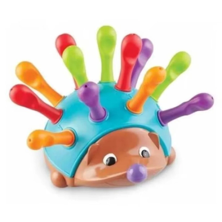 Jucarie educativa de indemanare pentru copii, Ariciul Tepos, Stuniko® Recunoaste culorile, 15 tepi, multicolor, 3 ani+