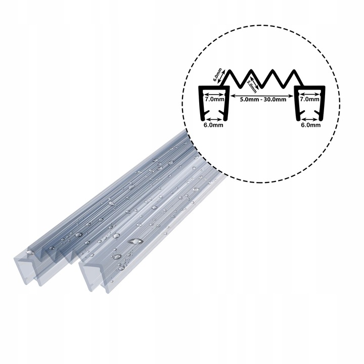 Uszczelca pentru cabina de dus COCOS DK12 6mm - 7mm, 80cm