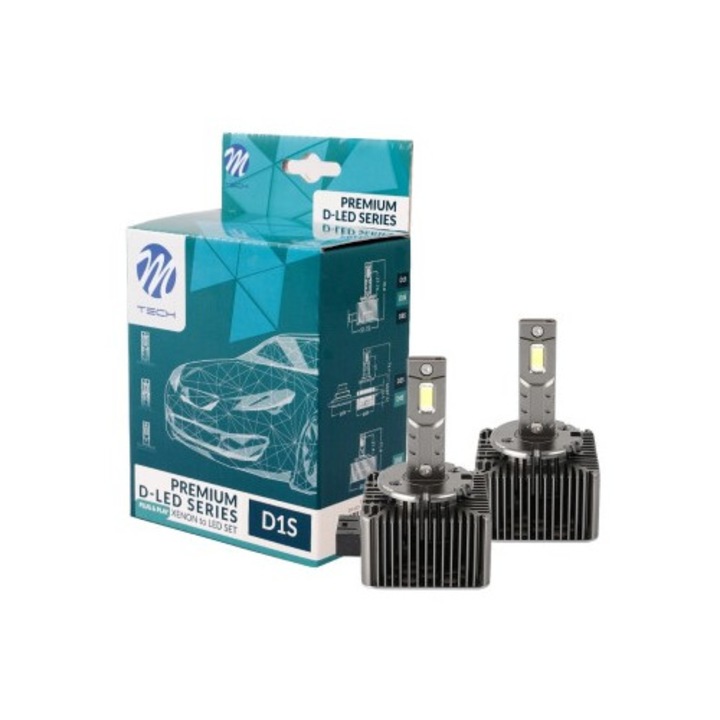 Set 2 leduri auto D1s, Canbus, 35W, 8400Lm, 12V-24V, M-tech