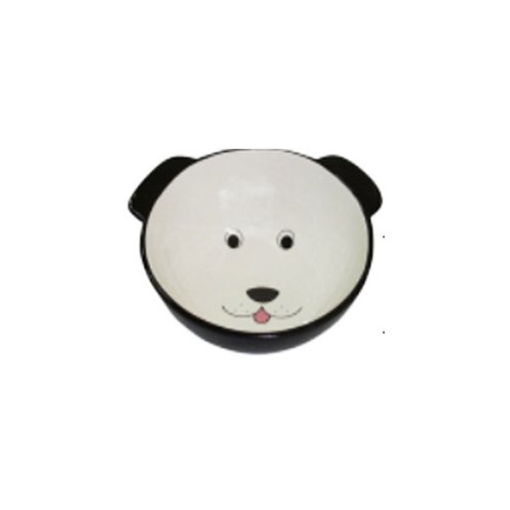 Castroana ceramica pentru caini Yarro, neagra, 16x14,5x4cm, cu motiv decorativ