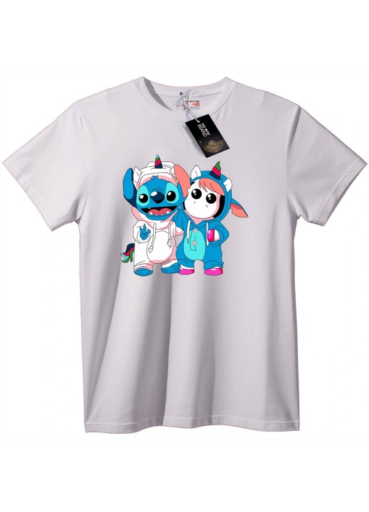 Tricou Stitch și Unicorn Prieteni, Alb