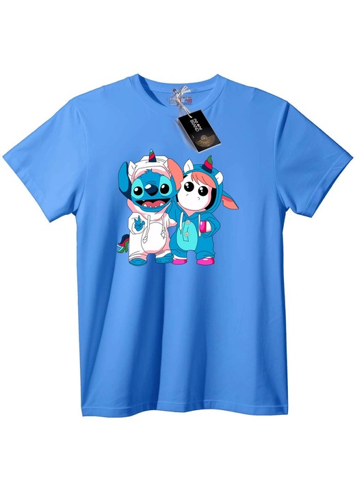 Tricou Stitch și Unicorn Prieteni, Albastru deschis