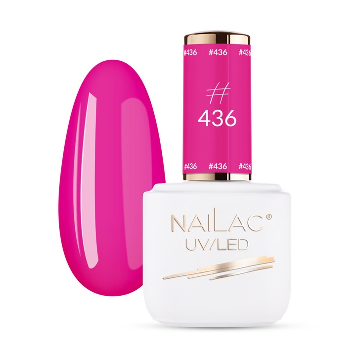 Oja hibrida NaiLac #435, roz neon, 7ml