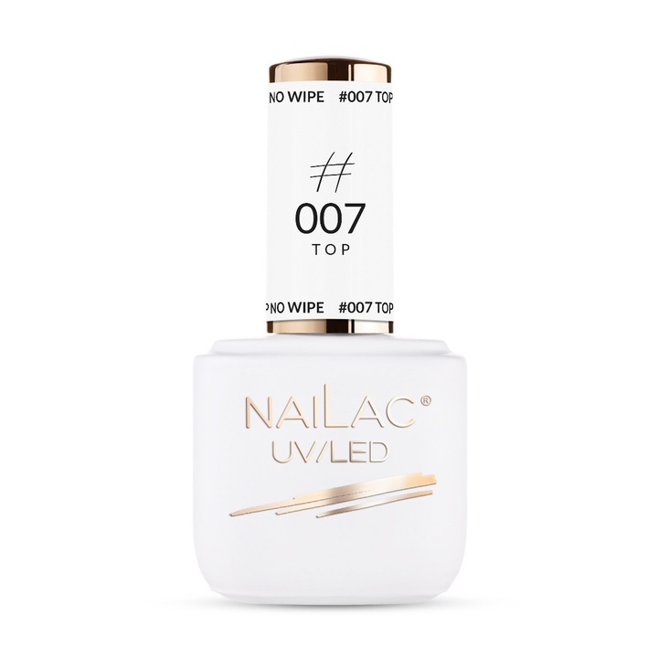 Top hibrid No Wipe NaiLac 7ml, samopozitionare, fara miros, pentru unghii naturale si artificiale