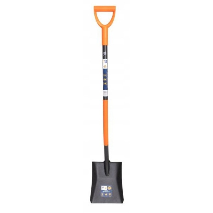 PSB négyzetes ásó, 130cm, korrózióálló, ergonomikus fogantyúk, fekete, narancssárga