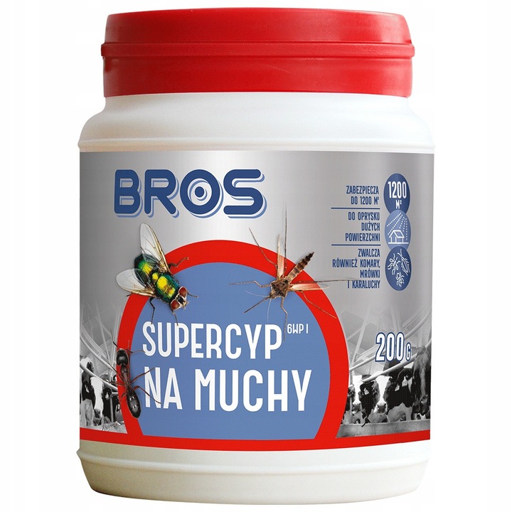 Insecticid BROS Supercyp 6WP, 200g, pentru muste, tantari, si gandaci, aplicare prin pulverizare