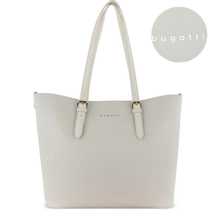 Geanta dama Bugatti 2in1, multifunctionala, geanta mare + crossbody detasabil, design elegant, bej, 493625