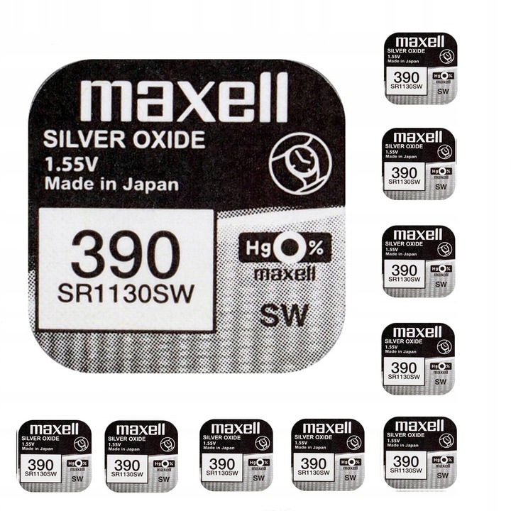Maxell 390 SR1130SW 1,55V elem, 10 darabos készlet