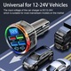 6 portos autós töltő, 4 USB gyorstöltő port 2+PD, USB autós töltő, gyorstöltés LED kijelzővel, Színes fények, autós töltő adapter, fekete