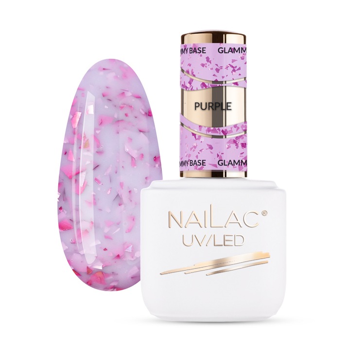 Baza cauciucata NaiLac Glammy Base Purple, violet, 7ml