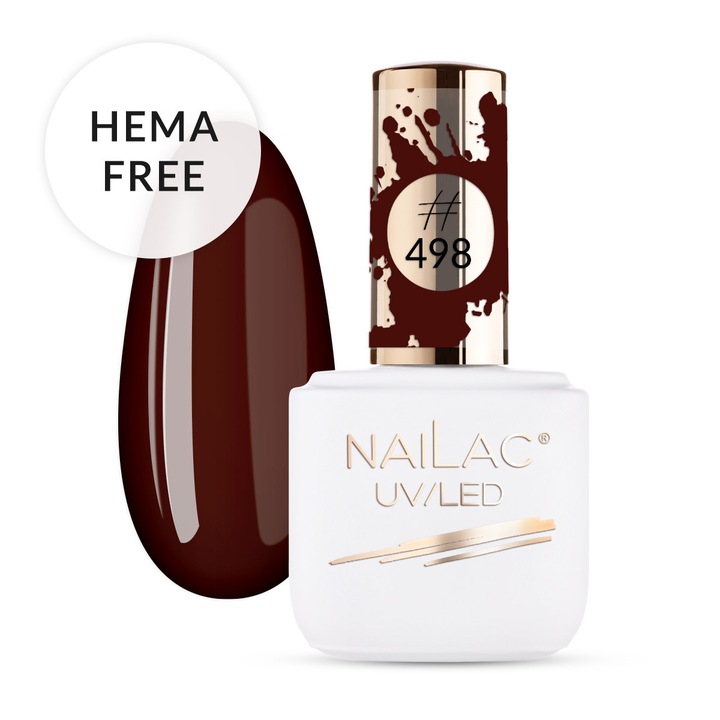 Oja hibrida NaiLac 498, bordo cu nuanta de bronz, 7ml