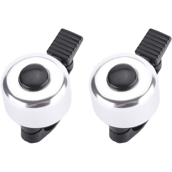 Sonerie bicicleta, set 2 bucati, aluminiu, sunet clar, argintie