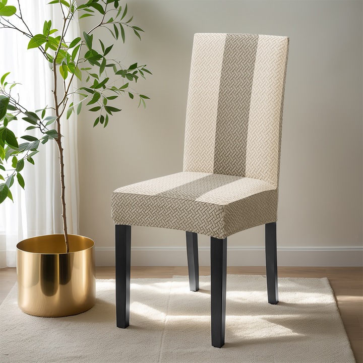 Set huse scaune T, colorat, elastic, bej