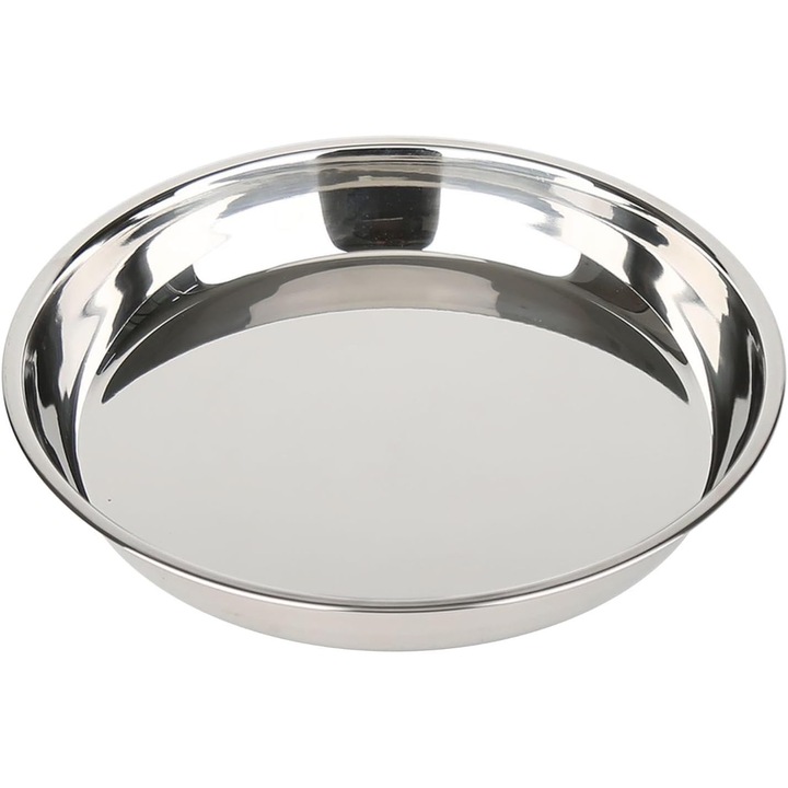 Tava de copt rotunda din otel inoxidabil, 30cm, multifunctionala, usor de intretinut, durabila, argintie