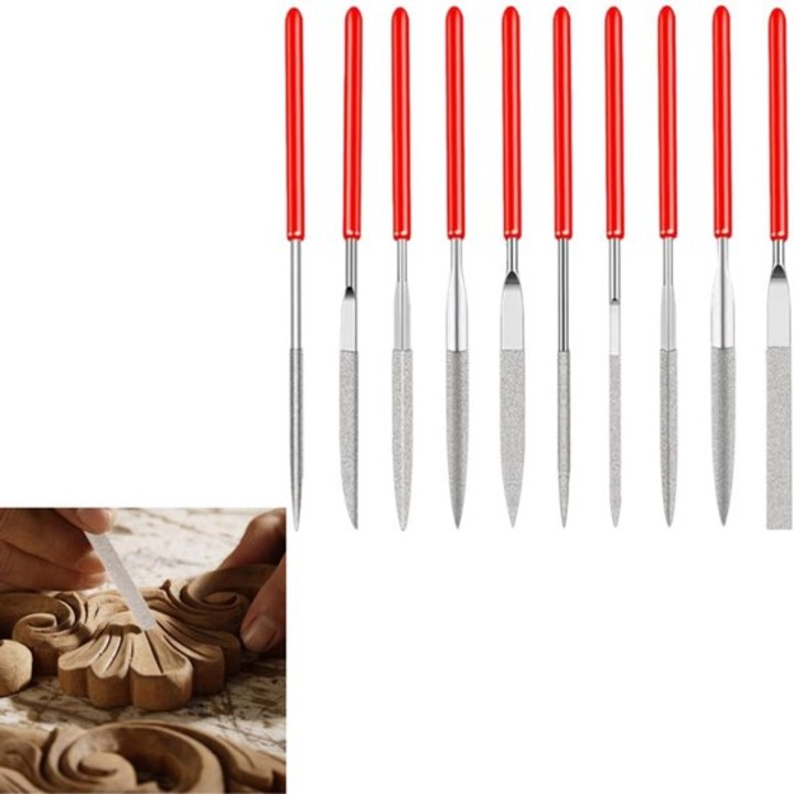 Set 10 Piese - Pile Mini din Diamant - 2x100mm - pentru Prelucrarea Precisa a Lemnului, Metalului si Plasticului
