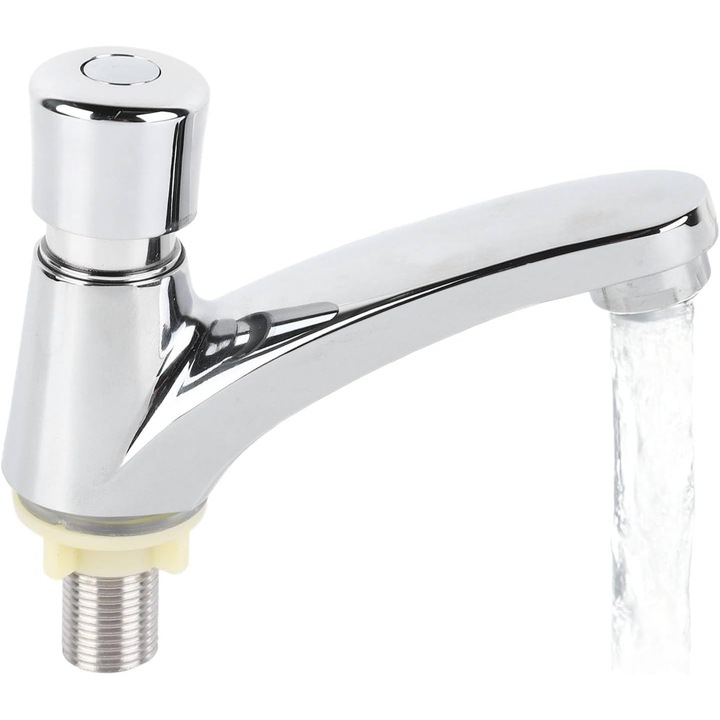 Baterie sanitara cu buton de apa rece, functie de intarziere, design compact, economisire apa