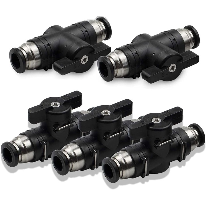 Set de 5 conectori pneumatice pentru valve cu bila de 6mm, control al presiunii aerului, multicolor