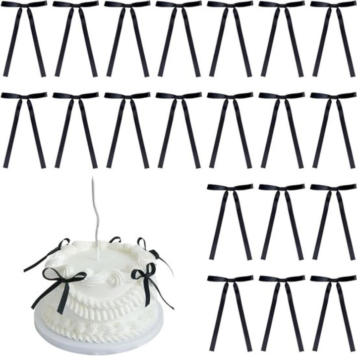 Set de 20 fundite decorative negre din poliester, 35cm, accesorii pentru petrecere