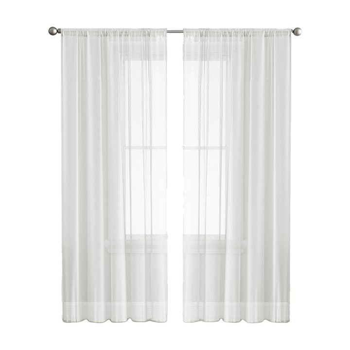 Set de perdele transparente, 2 piese, 42x84 inch, material poliester, filtrare lumina, alb