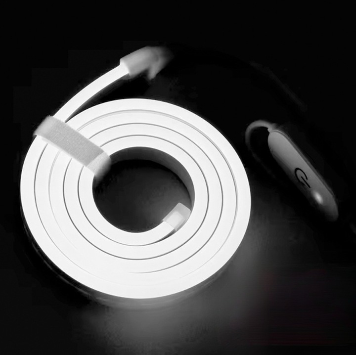 Banda LED USB, 5V, dimabila continuu, lumina ambientala, 1 metru, alba