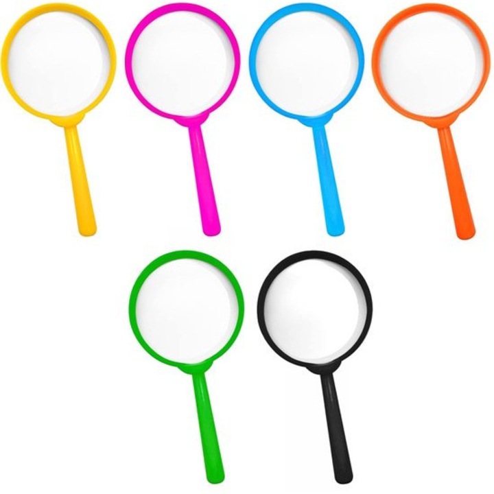 Set 6 lupe colorate pentru copii, portabile, 3x, 12x6cm