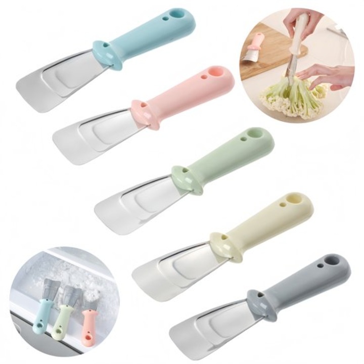Set 5 raclete pentru dezghetare, 16x4.5cm, inox, verde/roz/albastru/gri/bej