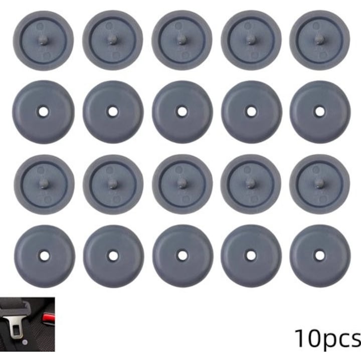 Set 10 bucati opritoare centura de siguranta universali - Gri - 16x7mm