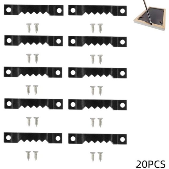 20 db recés kanál szett 40 csavarral, fekete fém, 40x7mm