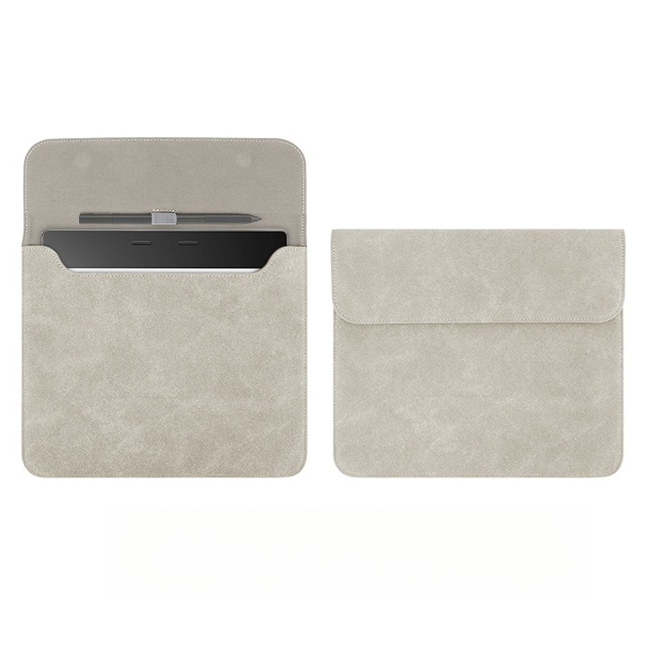 Husa de protectie pentru tableta 10.2 inch, design magnetic, piele PU, gri deschis, cu suport pentru stilou