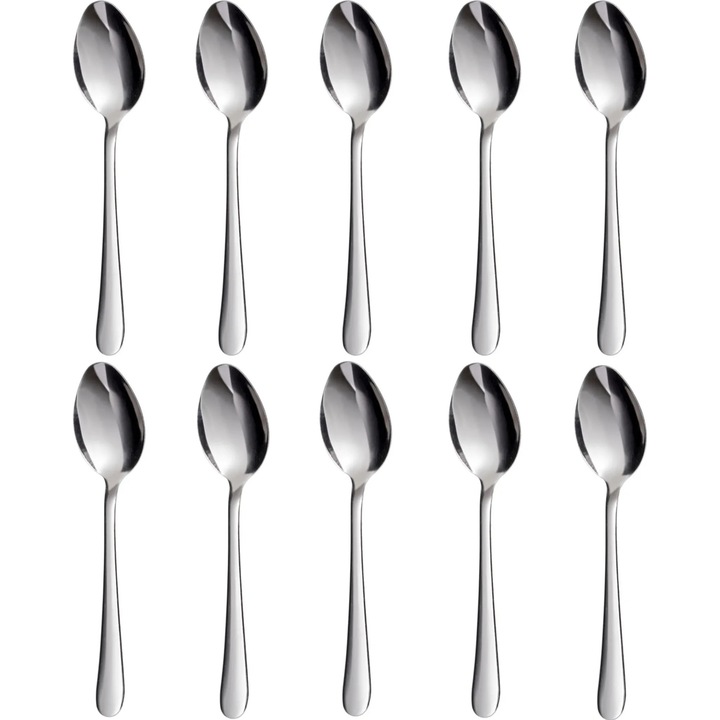 Set de 10 linguri din otel inoxidabil, design minimalist, ecologic, 19cm