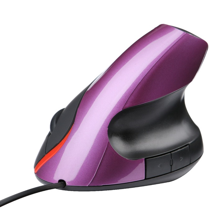 Mouse optic vertical, design ergonomic, unghi ajustabil, cablu USB, violet