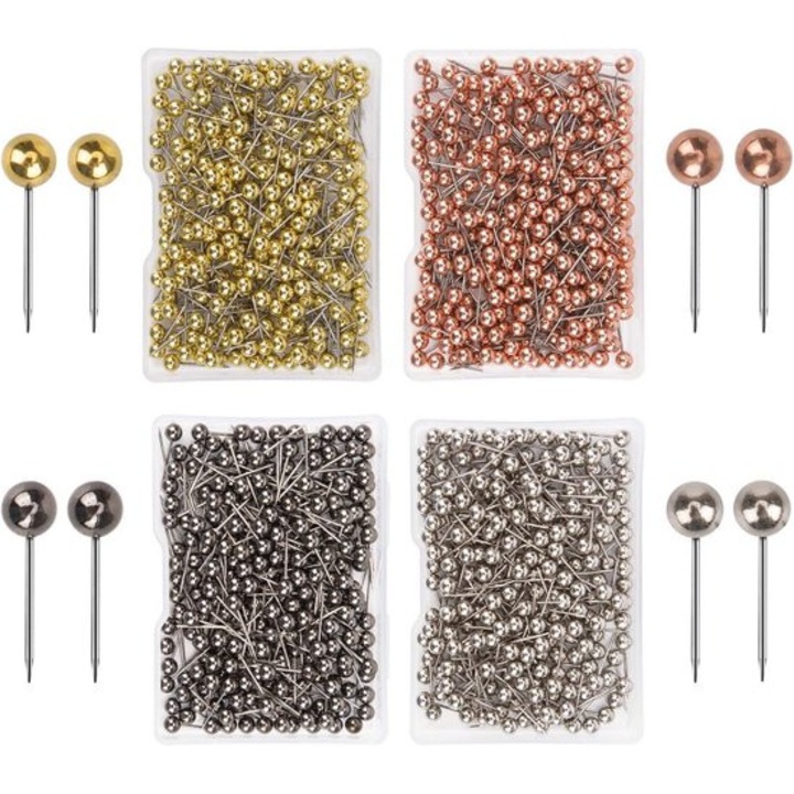 Set 1000 pioneze metalice colorate, 3/5 inch, pentru tablouri si documente