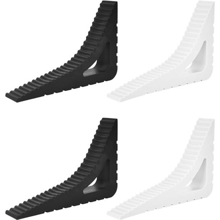 Pereti de usa set 4 bucati, design triunghiular, material TPR, alb-negru