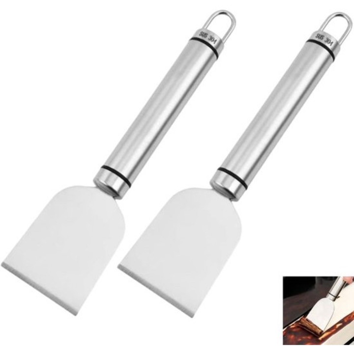 Set 2 bucati - Raclete din otel inoxidabil - Alb - 18x4.7cm