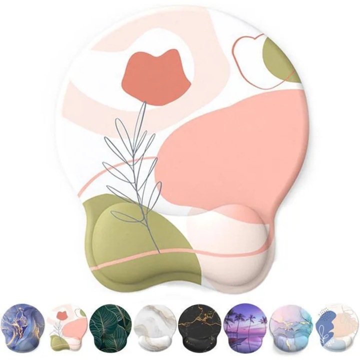 Mousepad ergonomic cu suport incheietura gel roz 24.5x22cm