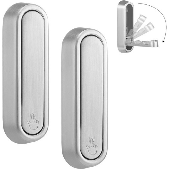 Cuiere set 2 bucati, design pliabil, argintiu, 12x50x74mm