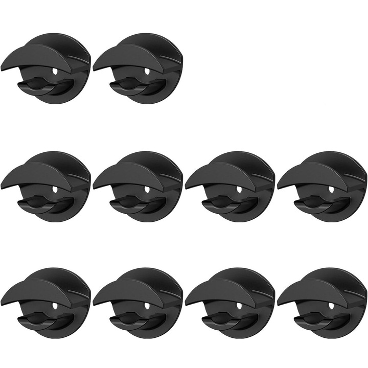 Cuiere, 10 bucati, fara gaurire, adezive, pentru bai, bucatarii, dormitoare, camere de zi, culoare neagra