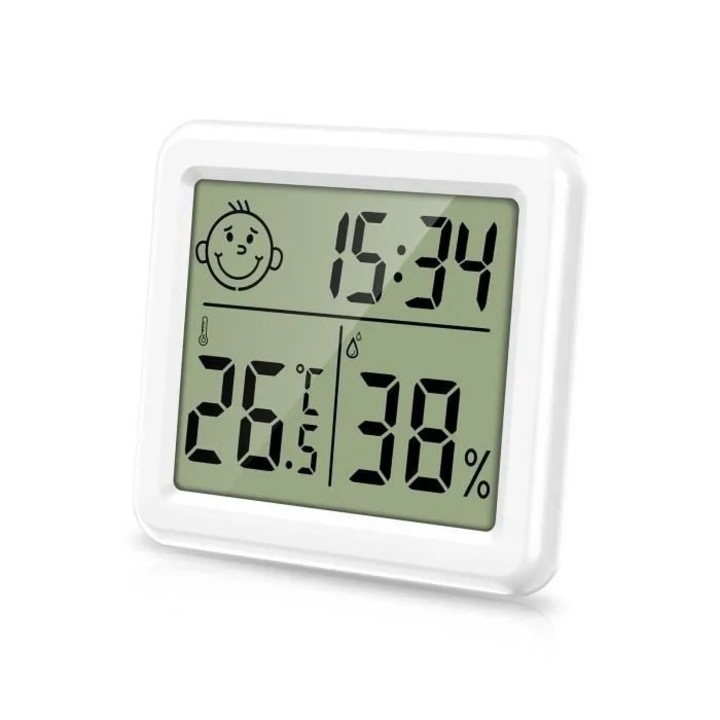 Digitális hőmérő és higrométer, 3.2 hüvelykes beltéri monitor, Celsius/Fahrenheit kijelző, komfortjelző, 10-99% relatív páratartalom
