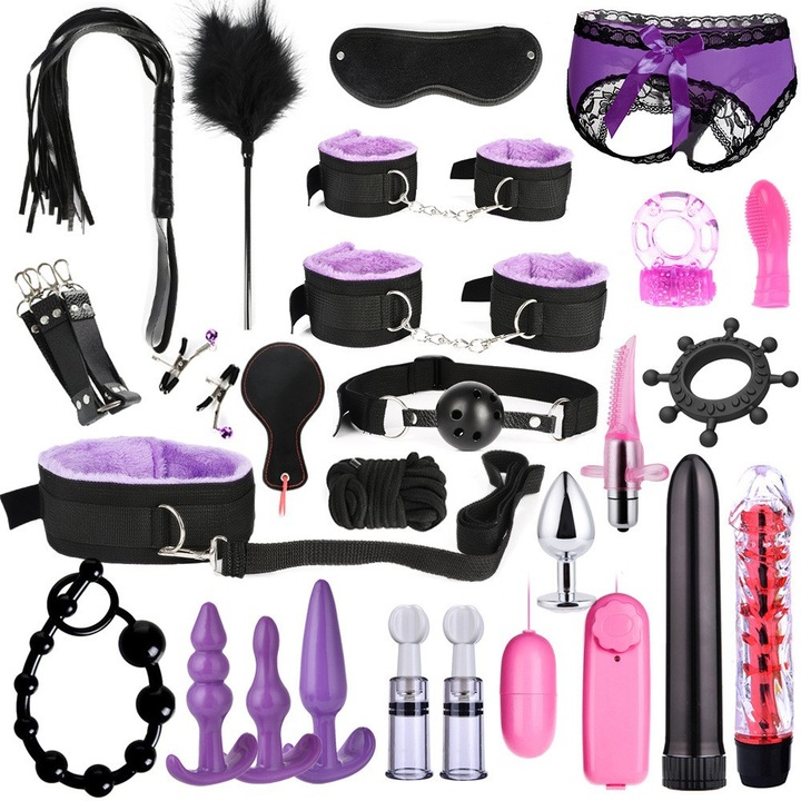 Set jucarii sexuale pentru cupluri, 26 piese, violet, material ABS