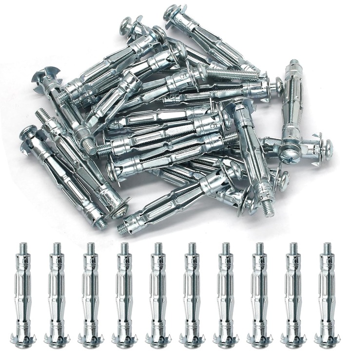 Set 20 dibluri M5x52mm, prindere perete, otel galvanizat, capacitate mare de incarcare, pentru panouri de 5mm-20mm