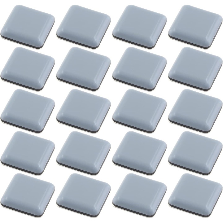 Set de 20 bucati glisiere autoadezive patrate pentru mobilier, 25x25mm, protectie podea, pentru podele din lemn masiv