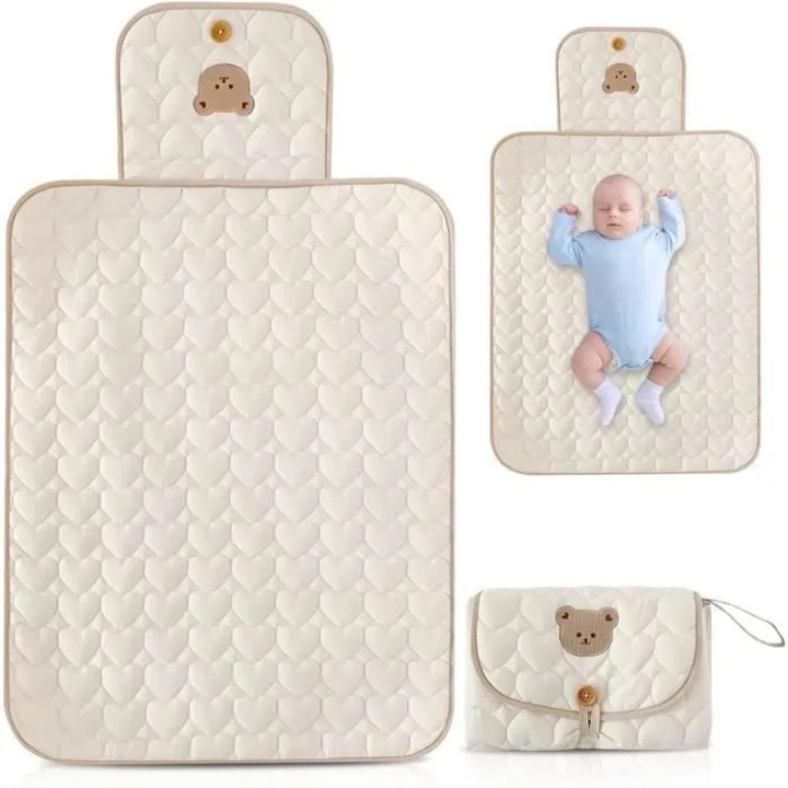 Преносима подложка за повиване 70x50cm памук бял