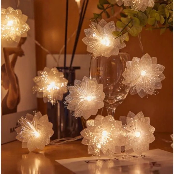 Dekoratív füzér 20 LED-del, 3 méter, fehér, kültéri használatra