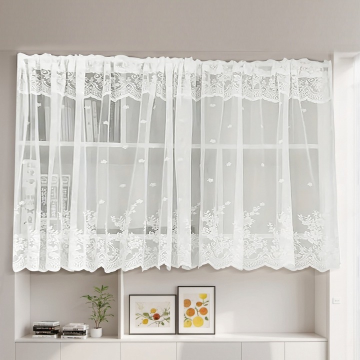 Jaluzele scurte cu dantela, 180cm x 120cm, set pentru feronerie