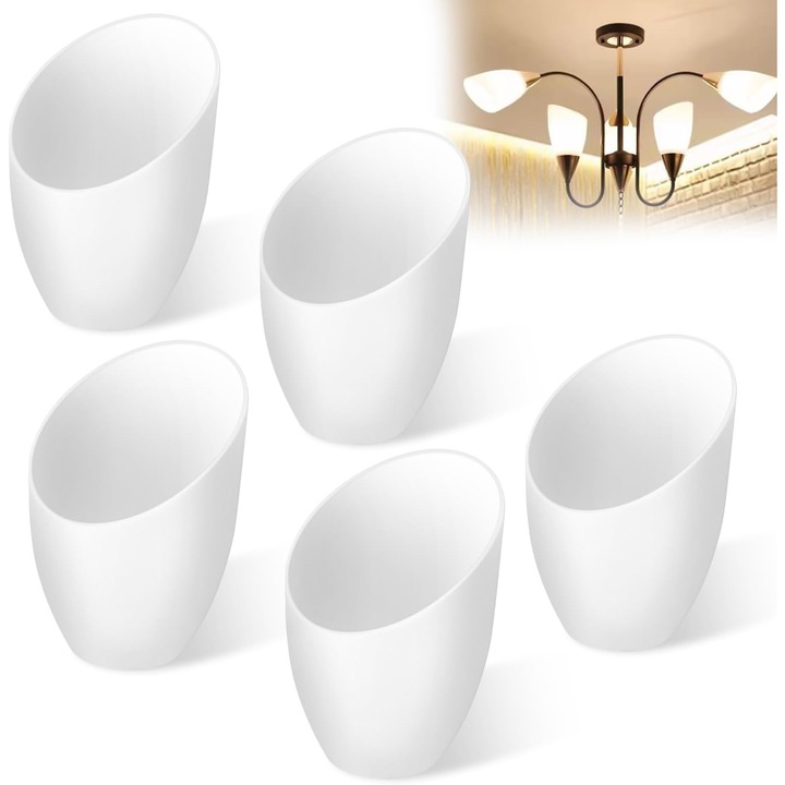 Set 5 abajururi din plastic, alb, 35mm, design in forma de potcoava