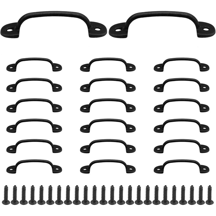 Set 20 manere vintage din aliaj de zinc, manere decorative pentru sertare si dulapuri, negru