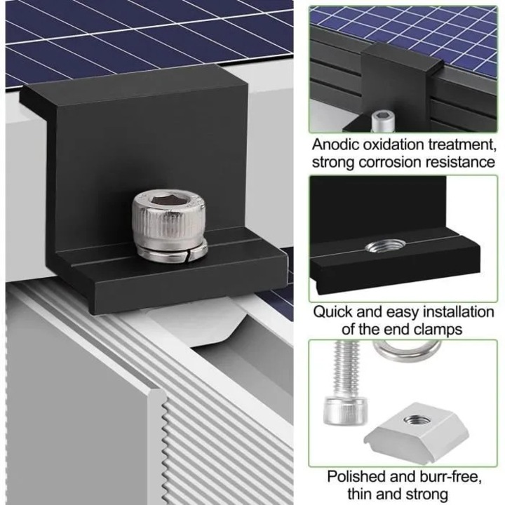 Kit suporturi panouri solare 30mm, 8 bucati, aluminiu, montare pe acoperis