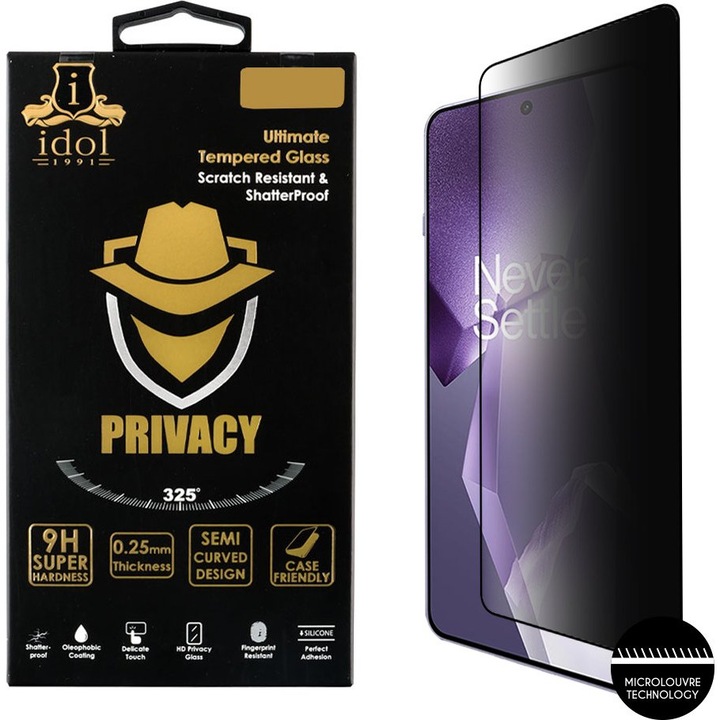 Folie protectie telefon, Idol 1991, OnePlus Ace 5/Ace 5 Pro, semi-curbat, 9H, 0.25mm, negru